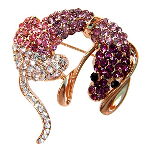 Image of Navachi 18k Gold Plated Crystal Dachshunds Dog Brooch Pin