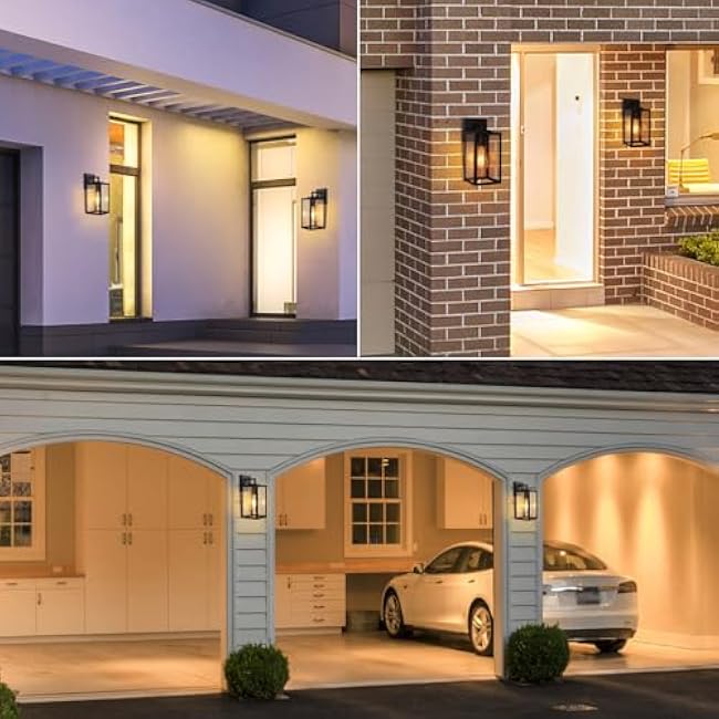 2-Pack Outdoor Wall Light Fixture Exterior Wall Lantern Sconce Matte Black