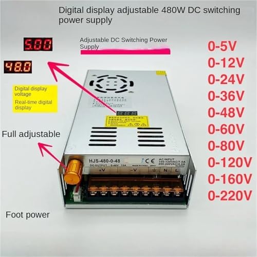 Alimentation à découpage 12V 40A 480W réglable avec double affichage