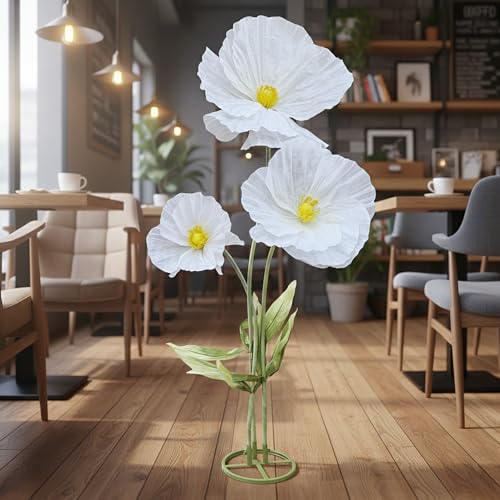 HDOOMN 3Pcs Artificial Flowers for Outside, Large Flower Decorations for Birthday Party, Fake Flowers for Garden, Hotel, Office, Home Farmhouse Decor, Wedding, Art Gallery, Graduation, Store-White by HDOOMN - Image 9
