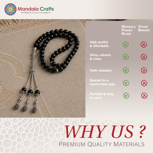 Image of Mandala Crafts Tasbih Muslim Prayer Beads 99 for Men & Women - Islamic Rosary Misbaha Tasbeeh Sibha - Zikr Dhikr Subha Beads for Ramadan Eid Gift