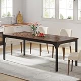 Tribesigns Farmhouse Dining Table for 6-8, 70.9 Inch Rectangular Wood Kitchen Table with Heavy Duty Metal Legs, Industrial Dinner Table for Dining Room, Living Room, Brown