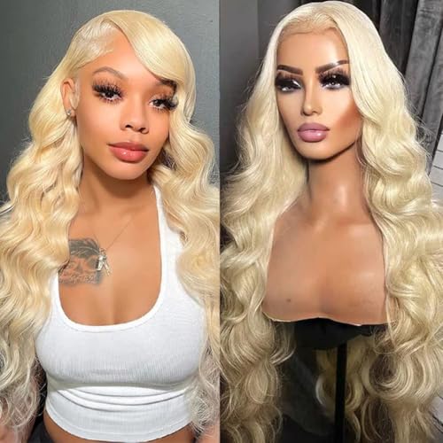 KALASHOW 30 Inch 613 Lace Front Wig Human Hair 200 Density Blonde Wig Human Hair 13X6 Body Wave HD Lace Front Wigs Human Hair Pre Plucked Blonde 613 HD Transparent Lace Frontal Glueless Wigs For Women