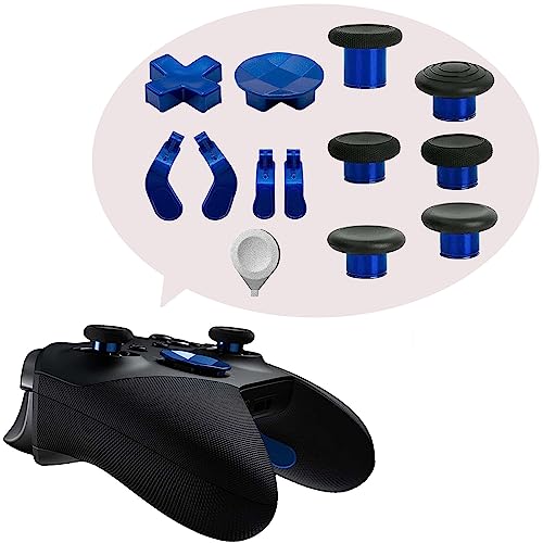 Metal Thumbsticks Replacement Parts for Xbox One Elite Controller Series 2, Accessory Kits for Xbox Series 2 Core, includes 6 Magnetic Swap Joysticks, 4 Paddles, 2 D-Pads, 1 Adjustment Tool(Blue)