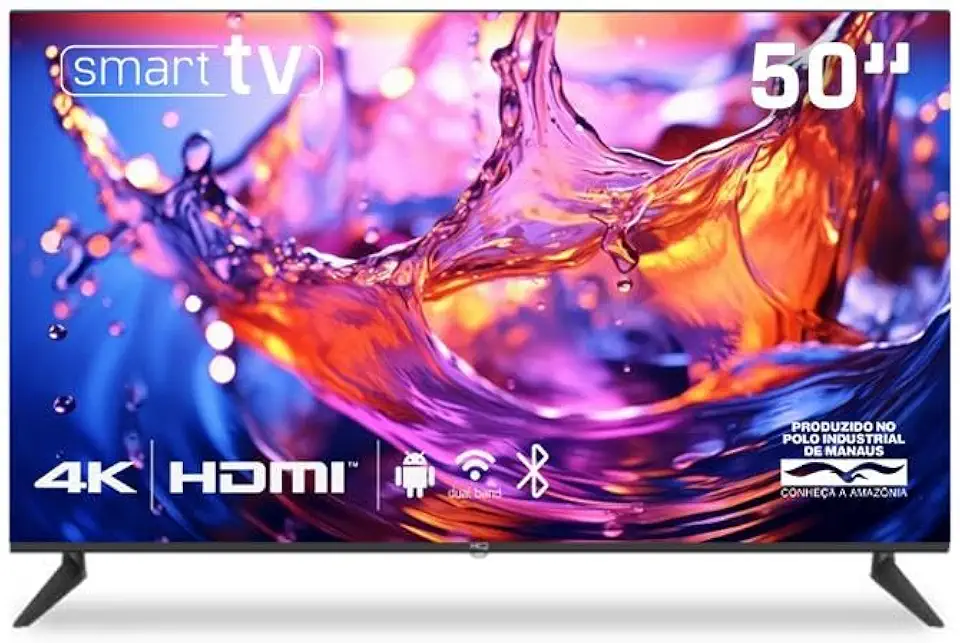 Smart TV HQ 50" UHD tela sem bordas Android 13 design Slim HQS50NKHM