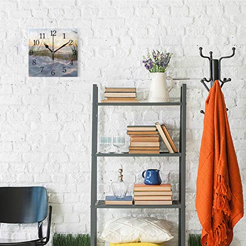 TFONE Ocean Sea Beach Theme Wall Clock Square Silent Non Ticking Battery Operated Clock for Home Kitchen Bedroom Bathroom Living Room Office Decorative - Image 4