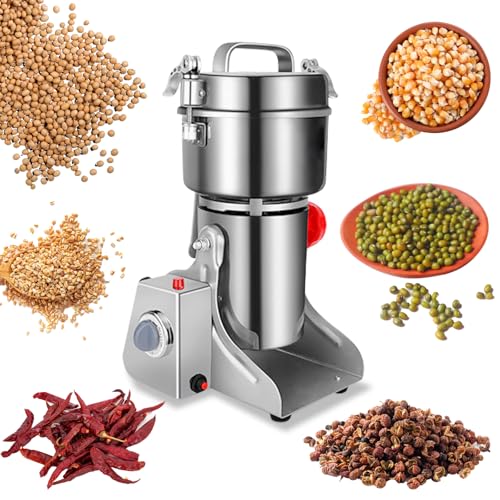 El Mejor Listado de Molinos de grano del mes. 41 Carivia Molino de granos eléctrico 800g,Molino granos acero inoxidable 304,Molinos especias comerciales alta velocidad de 3000W para trigo seco, avena, maíz, pimienta y granos...