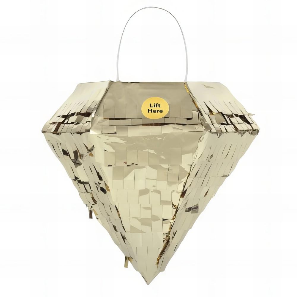 Mini Gold Foil Diamond Pinata Favor Decoration - Shimmering & Unique Design- Perfect for Parties, Events, & Creative Gifts - 1 Pc