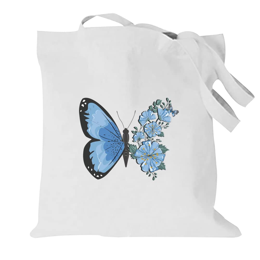 Butterfly Printed Canvas reusable grocery bags, Foldable Casual Travel HandBag, Shoulder Beach Tote Bags, Shopper bag eco friendly super strong washable Storage bags Shopping bag Canvas bag for Women