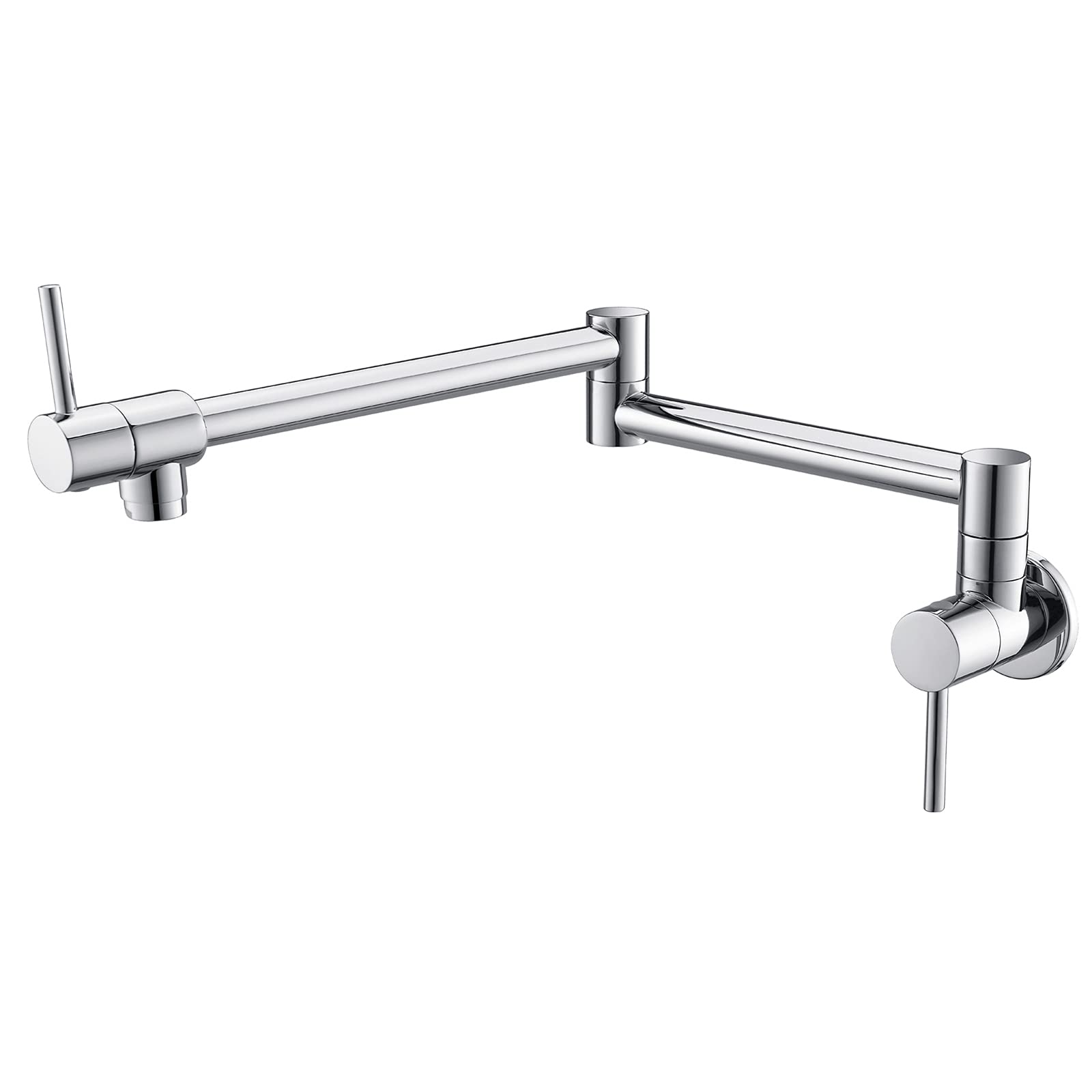 Yjyjy Faucet/Tap,Pot Filler Faucet Wall Mount Foldable Kitchen Faucet Brass Rotatable Kitchen Sink Faucet Double Joint Swing Arm Kitchen Tap Single Cold Kitchen Mixer Tap,Chrome