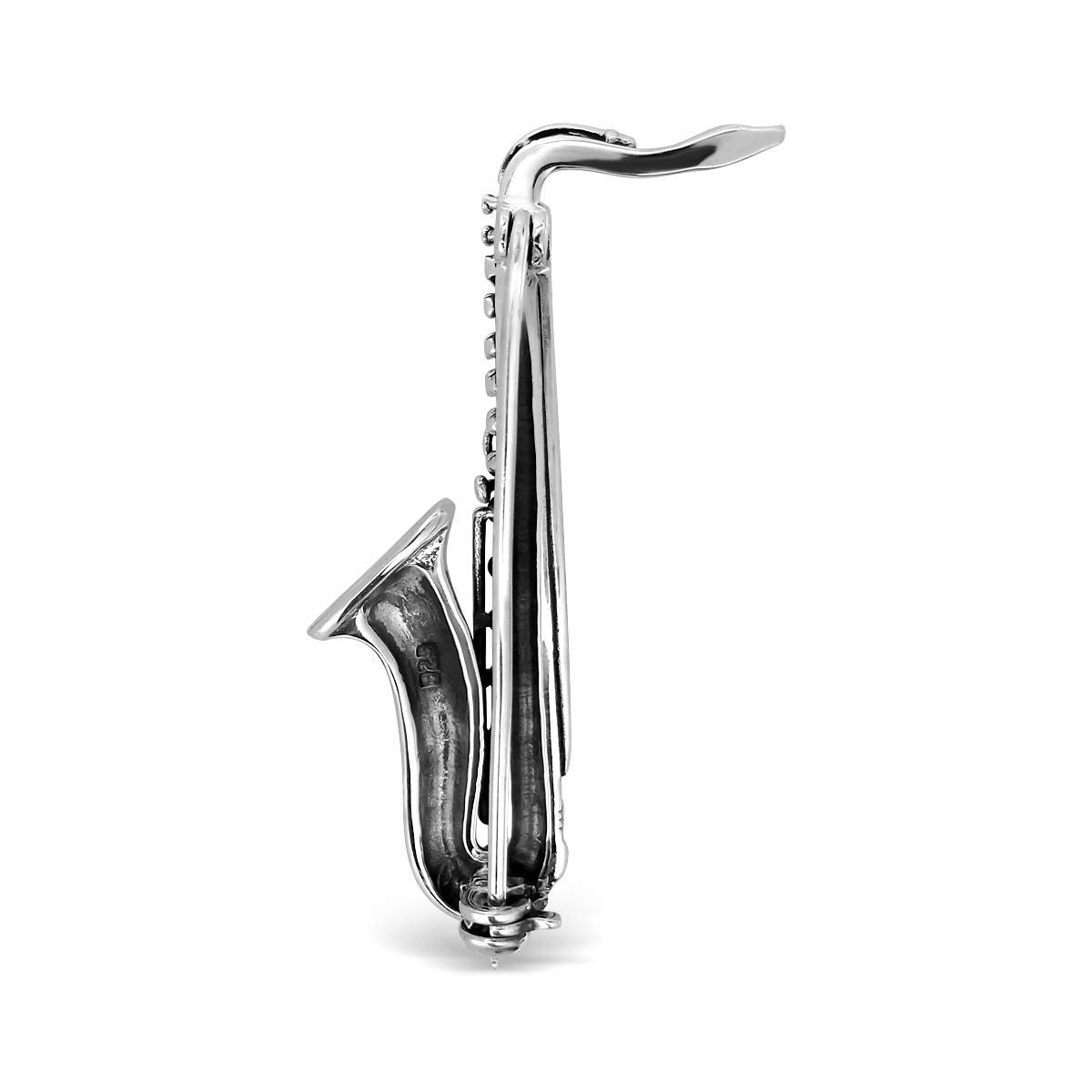 925 Argento Sterling Musica Sassofono Nota Melodia Spilla Musicale Pin