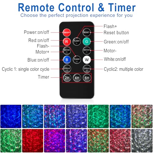 Image of Ocean Wave Projector Light Outdoor 15 Colors Water Ripple Effect Lamp | IP65 Outdoor Projector with Remote for Halloween Christmas Decor - Ideal for Yard, Wall, Ground, Parties & Holiday Displays