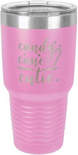 CANDY CANE CUTIE - Vaso morado claro de 30 onzas con popote y tapa superior deslizante, taza de viaje de acero inoxidable  Comparar con Yeti Rambler