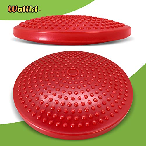 Waliki Children's Wobbly Cushion, Alternative Classroom Seating | Inflatable Core Disc Seats For School (Pump Included, 12”/30Cm, Red) #TOP3