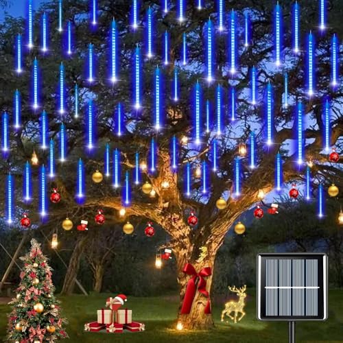 Guirnalda Luces Solar Meteoros Lluvia Luces Exterior, Luces de Ducha de Meteoritos IP65 Impermeables con 11.8 Pulgadas 8 Tubos 240 LED, Luces Decorativas para Exterior/Interior/Bodas/Navidad/Fiestas