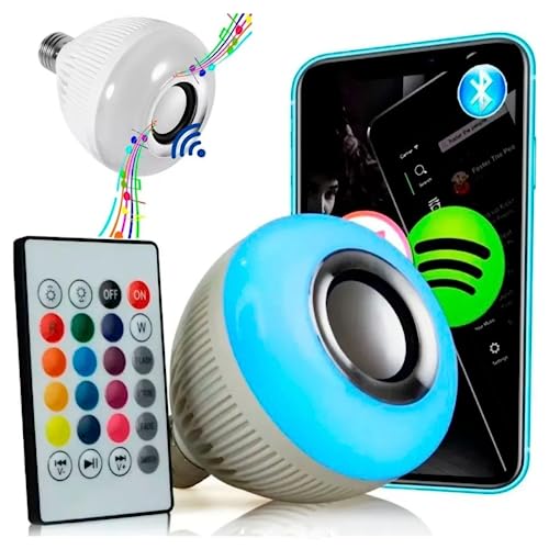 Lampada Musical Bulb Led Colorida RGB E Caixa De Som Via Bluetooth Com Controle Remoto Controla a In