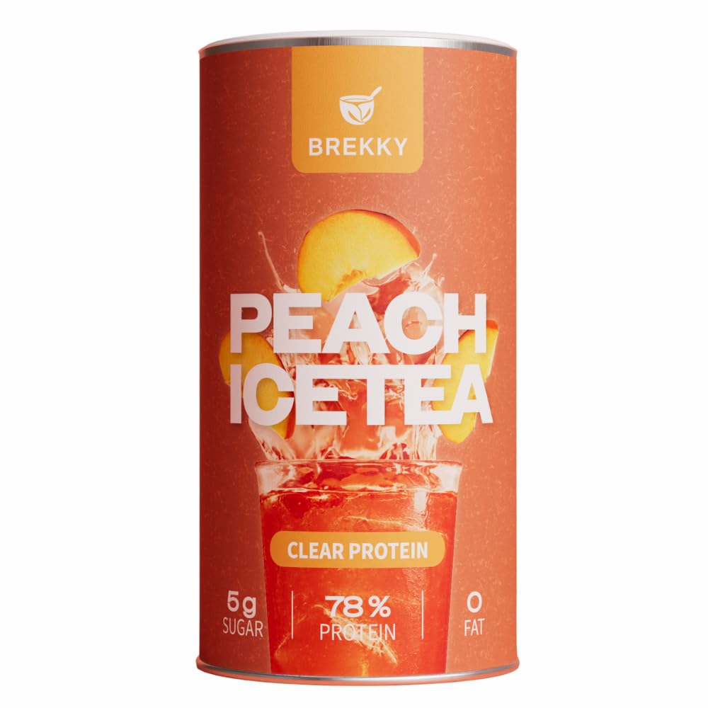 BREKKY – Vegan Clear Protein Peach Ice Tea – Shake rafraîchissant et fruité – Alternative végétalienne Clear Whey avec protéines de pois de qualité supérieure Brekky Bowl