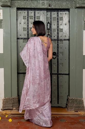 Image of MIRCHI FASHION Women Saree Chiffon Floral Printed | Breathable Festive Occasion Sari for Social Visits with Matching Blouse Piece