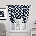 H.VERSAILTEX Thermal Insulated Blackout Curtain - Tie Up Balloon Shade for Small Window (Rod Pocket Panel, 42" W x 63" L, Moroccan Tile Quatrefoil Navy Pattern)