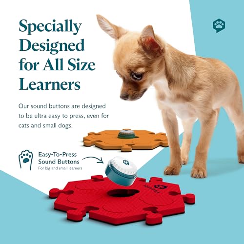 Image of FluentPet Speak Up! Get Started Kit with Clearer Upward-Facing Sound | 6 Recordable Buttons w /Pre-Installed Batteries & 3 HexTile Button Mats | Training Dog & Cat Communication Buttons