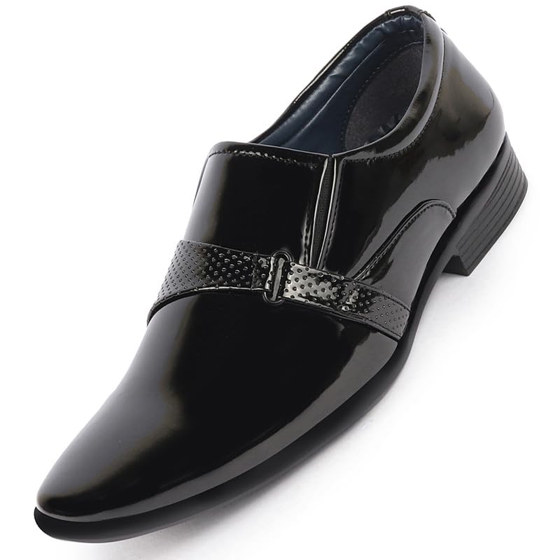 FAUSTO FST FOSMF-2100 BLACK-42 Mens Black Patent Leather Shine Buckle Strap Party Wedding Dress Tuxedo Slip On Shoes (8 UK) (B0CKRK6S54) Amazon Price History, Amazon Price Tracker