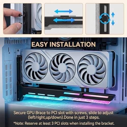 Image of ZORBES ARGB Metal GPU Support Bracket Anti-Sag Graphics Card Holder with Adjustable Height, 5V 3Pin Addressable RGB Lighting Sync, GPU Stand Brace for PCIe Protection & Gaming PC