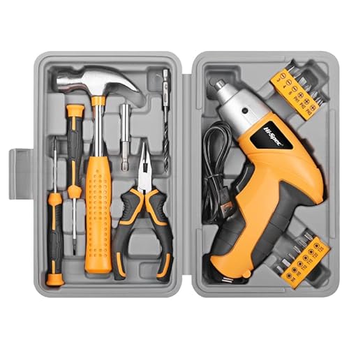 Hi-Spec 19pc 3.6V USB Small Power Screwdriver & Home DIY Tool Kit Set. Cordless & Rechargeable Electric Screwdriver and Compact Hand Tool Box Set