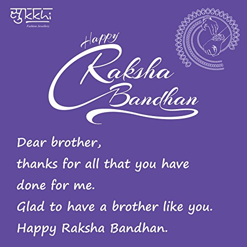 Image of Sukkhi Rakhi for Brother Stylish Kundan Combo & Designer Gold Plated with Roli Chawal & Greeting Card Set of 2