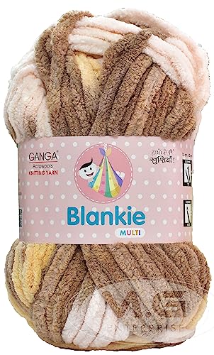 Image of GANGA Knitting Yarn Thick Chunky Wool, Blankie Mustard Mix 600 GMS Best Used with Knitting Needles-QE Art-AAFJ