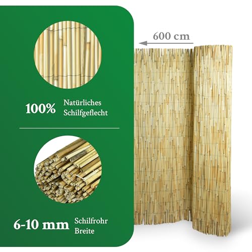 Novatool Balkon Sichtschutzmatte Flexibles Design für Gartenzaun und Terrasse 115x600 cm Schilf Schutz vor Blicken Einfache Montage Wind- und wetterfest Stilvolle Dekoration und Privatsphäre