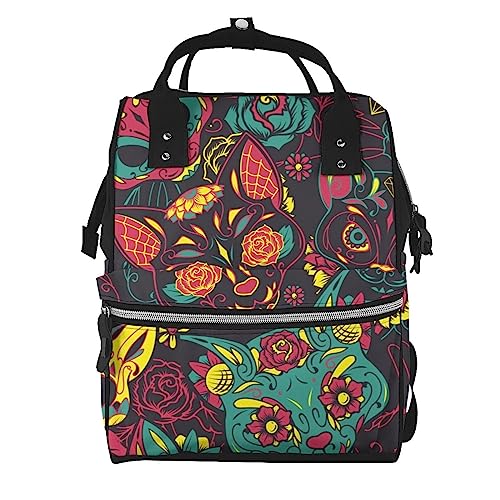 Sac à dos ordinateur portable à motif chat et fleurs pour le bureau