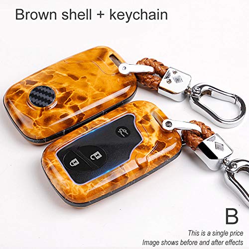 Preisvergleich Produktbild HEZHOUJI Autoschlüssel Hülle, PC ABS Autoschlüsselabdeckung, Schlüsselanhänger Schlüsselbund Schlüsselring, für Lexus NX GS RX is ES GX LX RC 200 250 350 LS 450H 300H, B-Brown