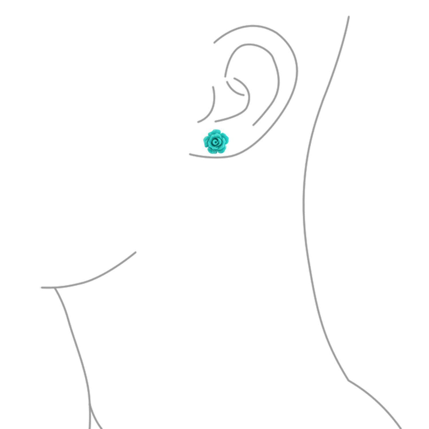 Pendientes De Botón De Rosa De Flores En Relieve 3D En Tonos Románticos Delicados De Rosa Azul Amarillo Verde Negro Morado Blanco Y Rojo De 10 MM Para Mujeres Adolescentes Ligeros