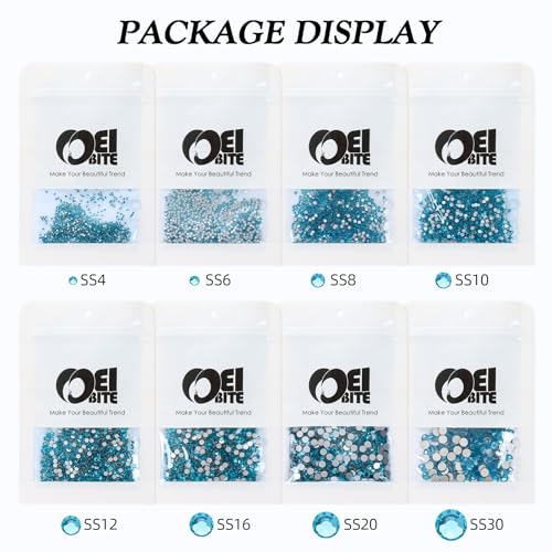 Image of Malachite Blue Flatback Rhinestones, Glass Rhinestones for Nail Art and Craft, Glue Fix, Loose Crystal Gemstones(Malachite Blue, SS30, 288pcs, 6.4-6.6mm)