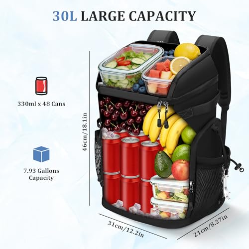 30L Large Cooler Backpack 48 Can Leakproof Waterproof Insulated - image 2