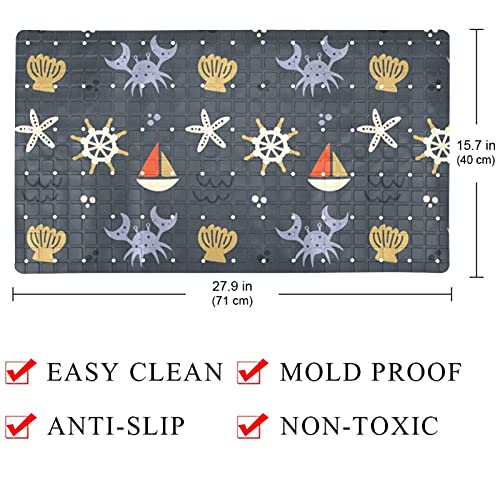 Tapis de bain antidérapant avec trous de drainage et ventouses lavable en machine - 5