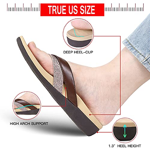 Image of Sounity Soft Arch Support Comfortable Sandals for Womens, Best Summer Dress Flip Flops with Cushion Memory Foam, Outdoor Walking Slippers for Plantar Fasciitis