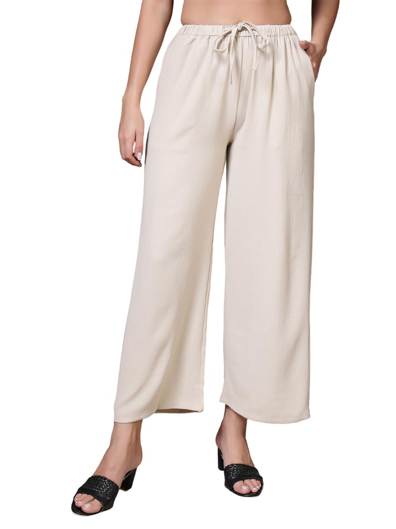 fithub Women’s Solid Wide Leg Palazzo Pants with Drawstring Waist-picture-37