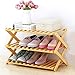 ZSHxj Regał na buty z naturalnego drewna bambusowego, prosty regał na buty, organizer do przechowywania, multilayer składany, wielofunkcyjny regał do przechowywania (wymiary: 80 x 31 x 42 cm)