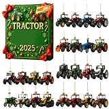 Traktor -Adventskalender 2025 | 24pcs 2d Acryl -Mini -Traktormodelle Ornament | 24 Tage Farmfahrzeug Weihnachts -Countdown -Kalender - für landwirtschaftliche Fahrzeugliebhaber