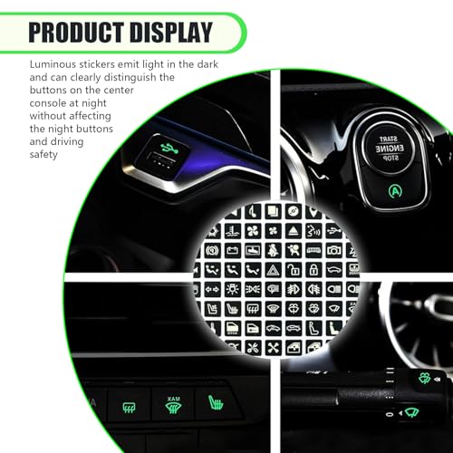 Image of 117 PCS Car Center Console Button Sticker, Car Self-Adhesive Night Safety Luminous Sticker, Waterproof and Dustproof Switch Decorative Sticker, Universal for Most Car(Fluorescence Green)