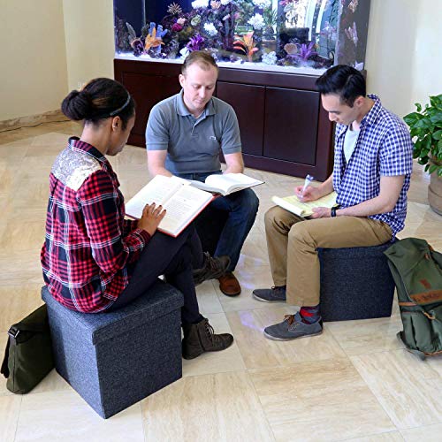 Image of Luxury Furniture Square Foldable Storage Ottoman Coffee Cube Table Multipurpose Foot Rest Short Children Sofa Stool Bench for Bedroom Home Office X-Large Size (Medium, Grey)