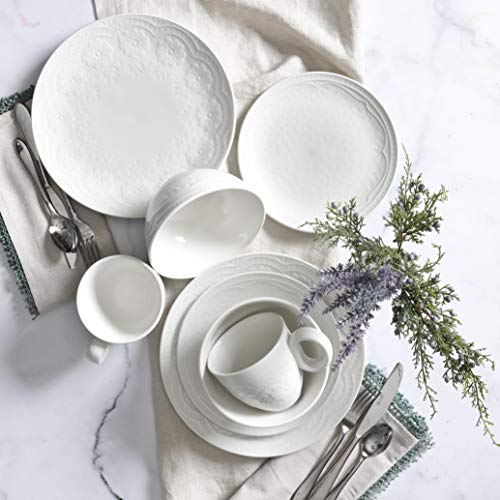 Gibson Elite Alemany Round Dinnerware Set, Service For 4 (16Pcs), Embossed White #TOP1