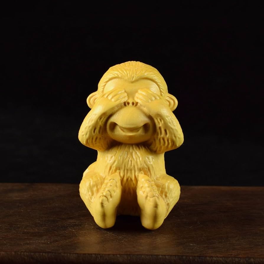 木彫り 猿（見ざる言わざる聞かざる不動） Amazon.co.jp: 木彫り 猿 置物 四猿 さる オブジェ 見ざる 言わ