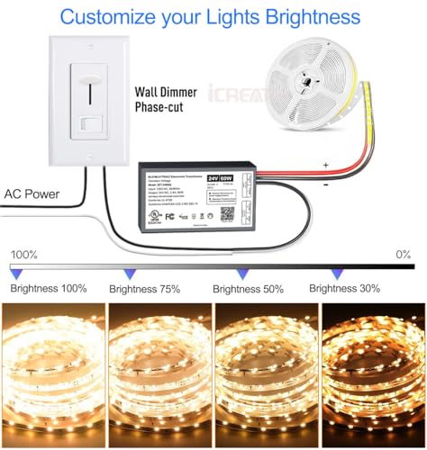 Image of 60W Dimmable LED Driver 24V, UL Lited Triac /ELV /MLV 120V AC to DC Compatible with Lutron& Leviton Dimmer, Dimmable Power Supply 24V Class2 Transformer for LED Strip Lights, Low Voltage Lighting