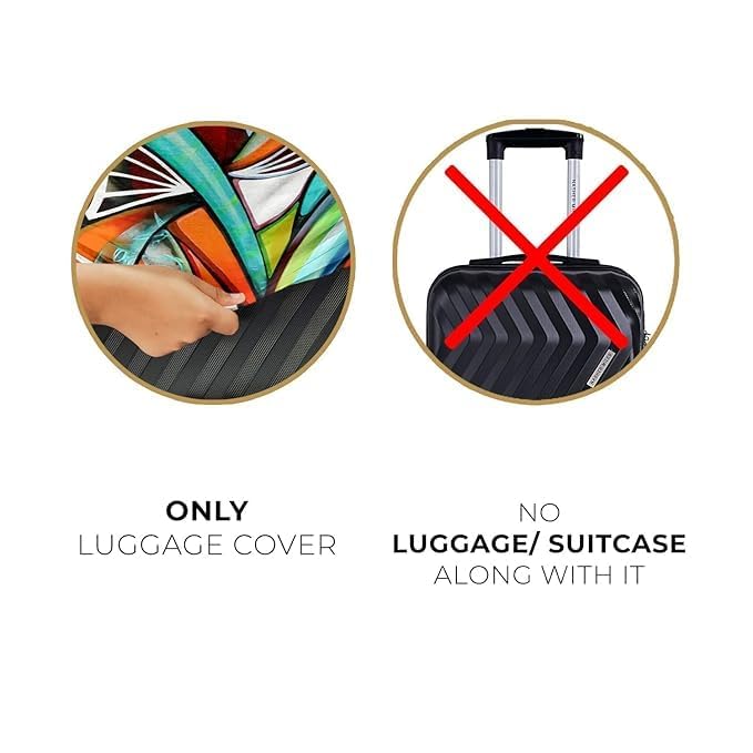 Image of Printed Travel Luggage Cover for Suitcase - Stretchable & Scratchproof Trolley Bag Protector (Navy Blue)