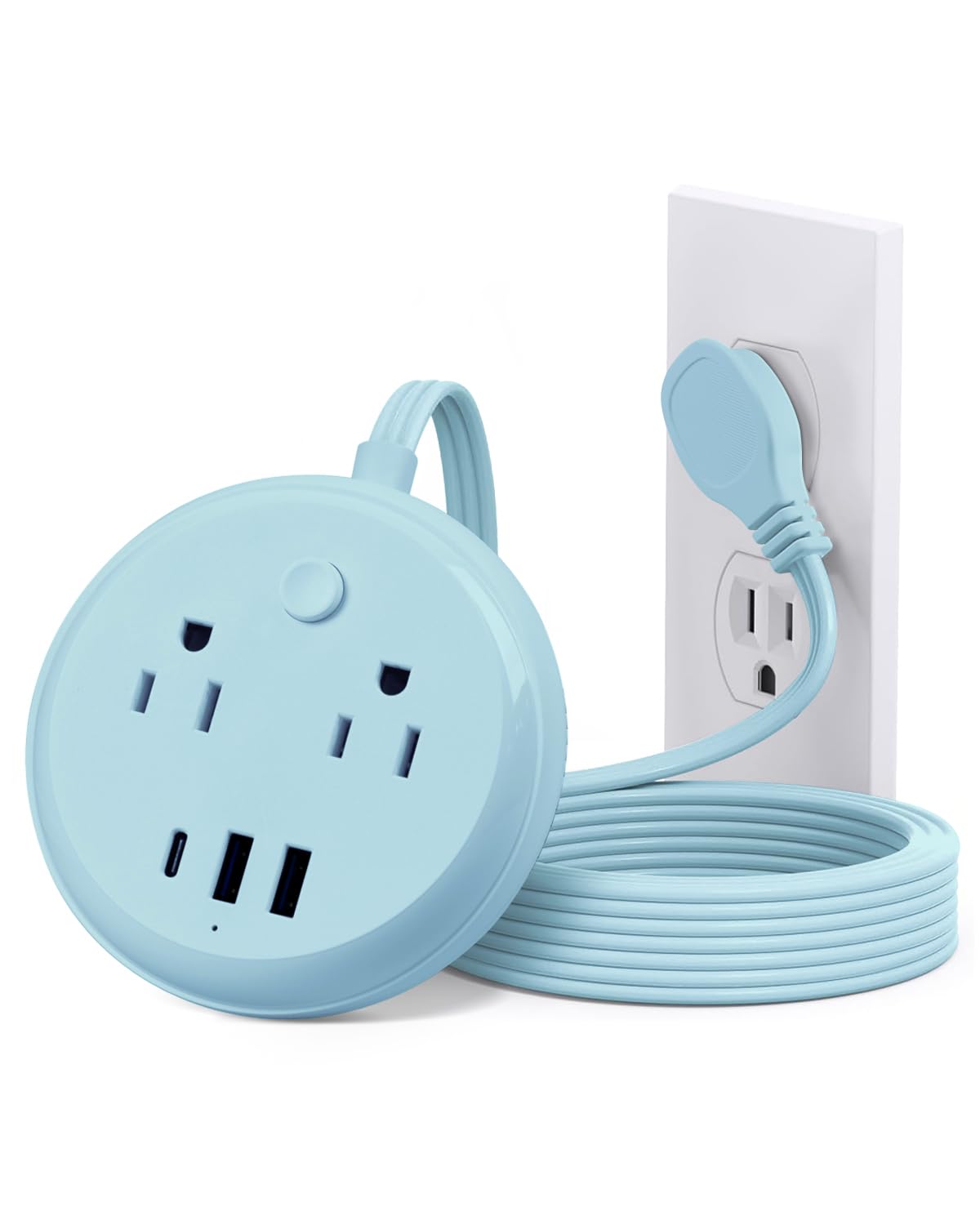Flat Plug Power Strip with USB C Ports, KOOSLA Travel Extension Cord No Surge Protection - 2 Outlets 3 USB Ports(1250W) - Cruise Essentials for Cruise