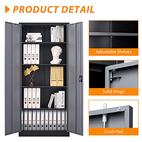 Anxxsu Metal Storage Cabinet With 2 Doors And 4 Adjustable Shelves, 71" Steel Garage Storage Cabinet, Locking Tool Cabinets For Office, Home,School,Kitchen,Garage Tool Utility Cabinet #TOP4