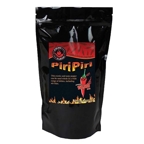 Fiery Farms - Cápsulas secas de chile African Birds Eye - Piri Piri o Peri Peri Pepper - Cápsulas secas de Fiery Farms - Añade un sabor dulce