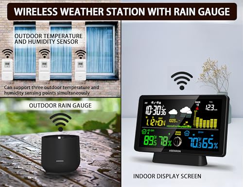 Weather-Station-with-Rain-Gauge-Home-Weather-Stations-Wireless-Indoor-Outdoor-with-Rain-Gauge-Thermometer-Barometric-Pressure-Humidity-Monitor-Atomic-Clock-Digital-Weather-Forecast-and-Alerts